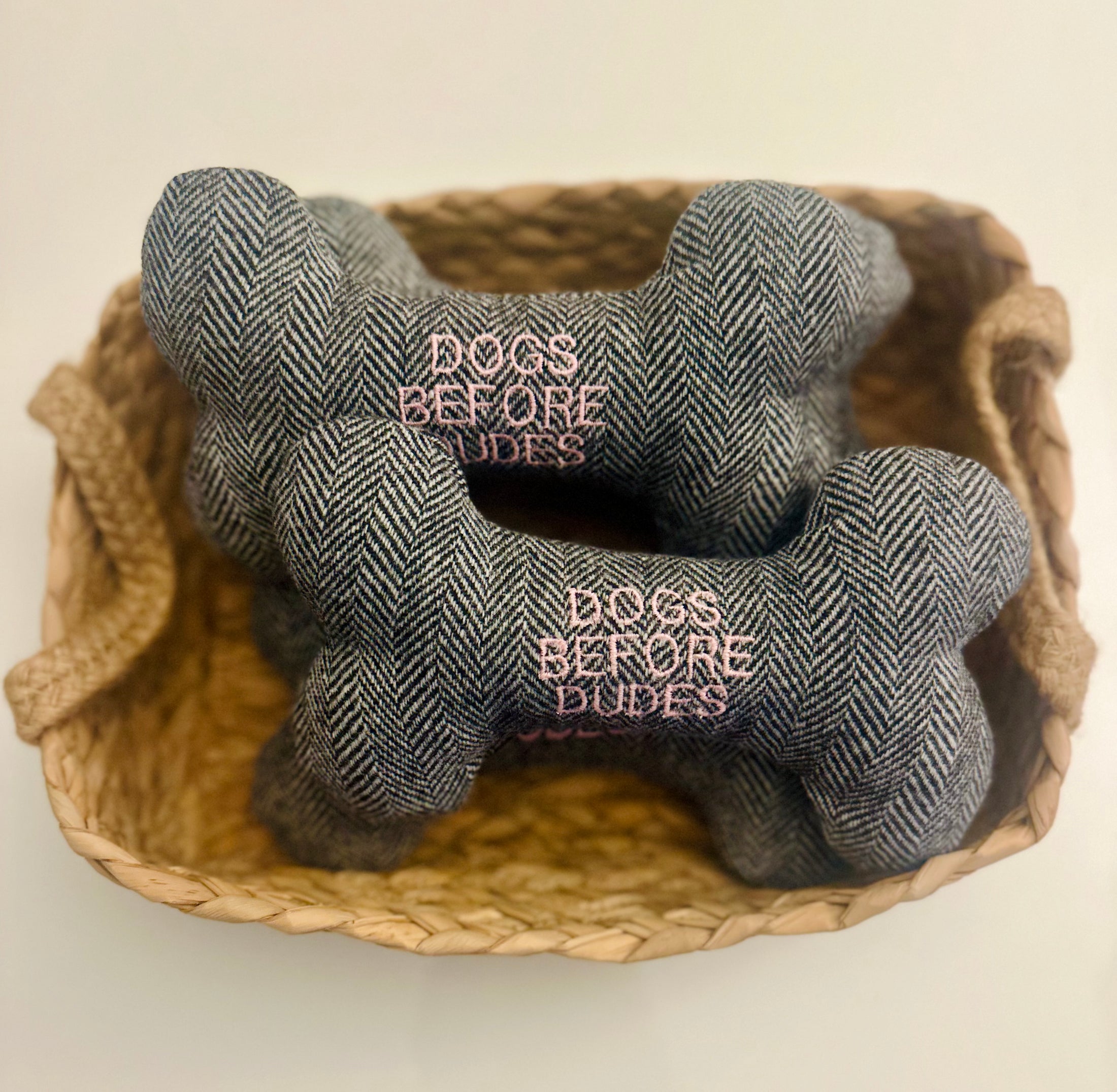 DOGS BEFORE DUDES | Embroidered Dog Bone Toy